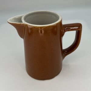 Vintage Hall Pottery Brown Creamer Syrup Pitcher Farmhouse Cottagecore MCM